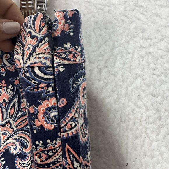 Pendleton Women’s Paisley Print Cotton Blend Ankle Pants Sz 14 Navy Coral Strech - Picture 4 of 11